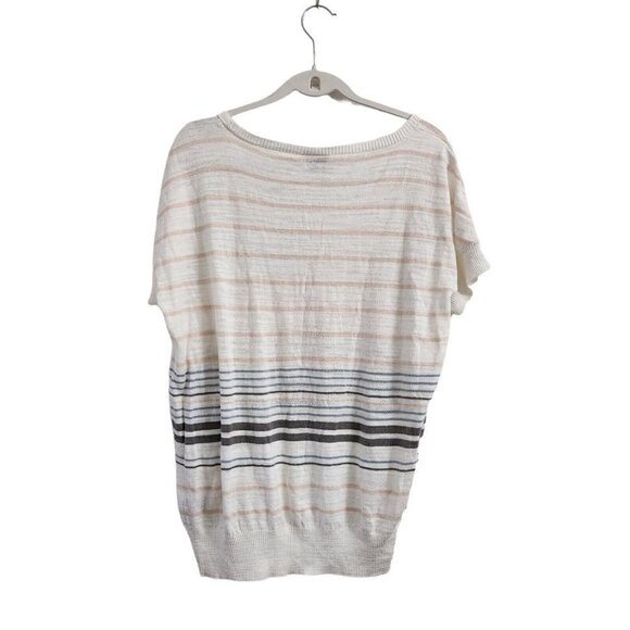 Torrid Womens Blouse 1X‎ White Multi Striped Slub Dolman Top Short Sleeve - Picture 8 of 10